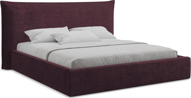 Tmavě fialová čalouněná dvoulůžková postel s úložným prostorem s roštem 180x200 cm Esala – Makamii