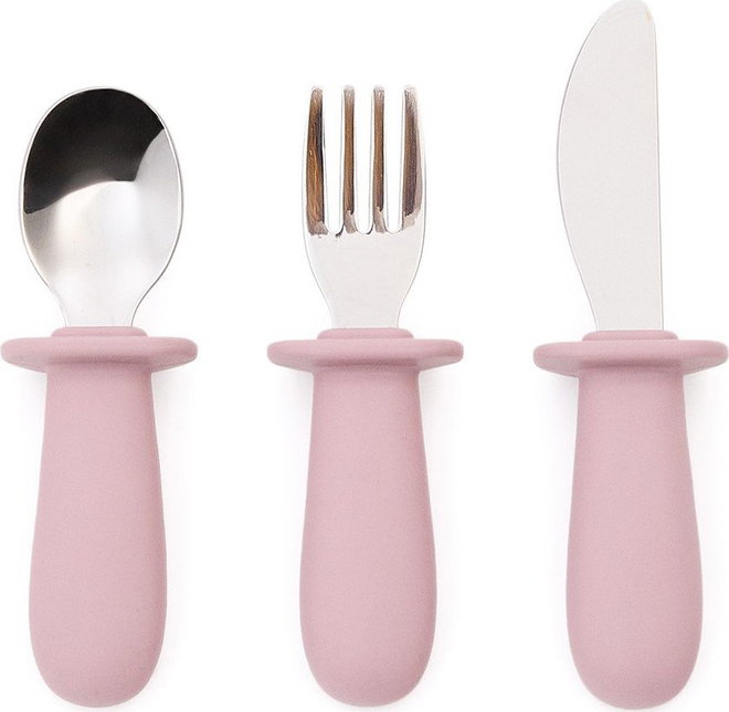 Růžový plastový/ze silikonu dětský příbor 3 ks Lili – Kave Home