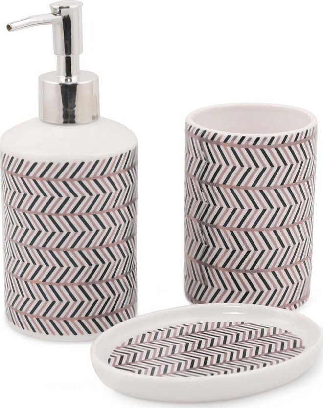Černobílá sada doplňků do koupelny z polyresinu Lidya – Mioli Decor