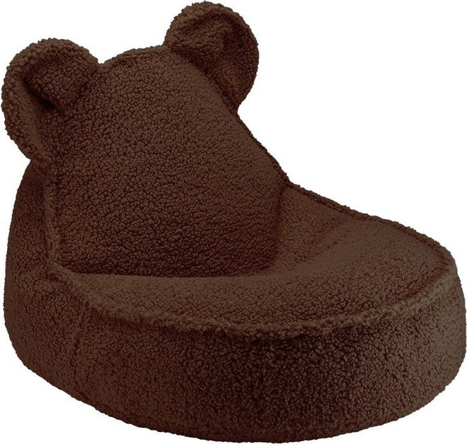 Tmavě hnědý dětský sedací vak z textilie bouclé Warm Hazel – Wigiwama