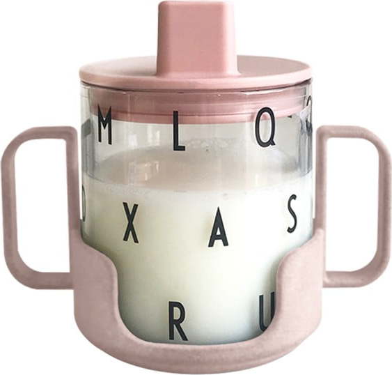 Růžový dětský hrnek Design Letters Grow With Your Cup