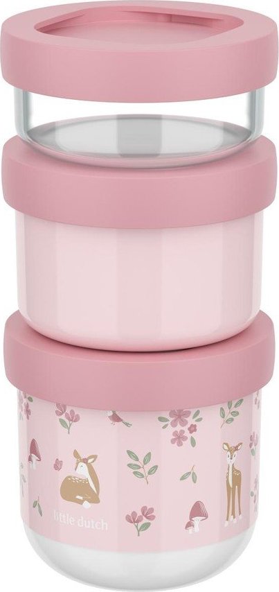 Světle růžové plastové dětské svačinové boxy v sadě 3 ks Fairy Garden by Little Dutch – Mepal
