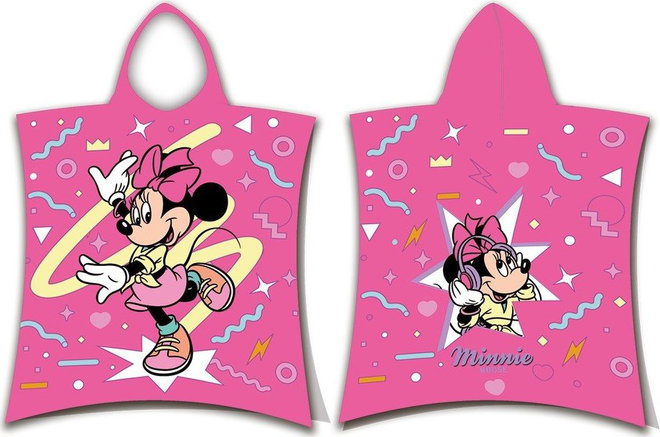 Růžové bavlněné dětské pončo velikost 3-8 let Minnie "Sparkle" – Jerry Fabrics