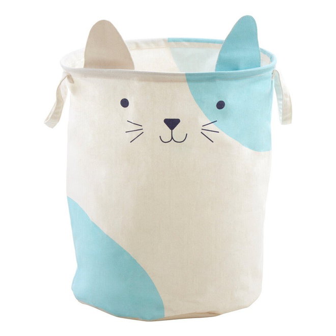 Bílý látkový dětský koš na hračky ø 40x48 cm Mimo Cat Face – Premier Housewares
