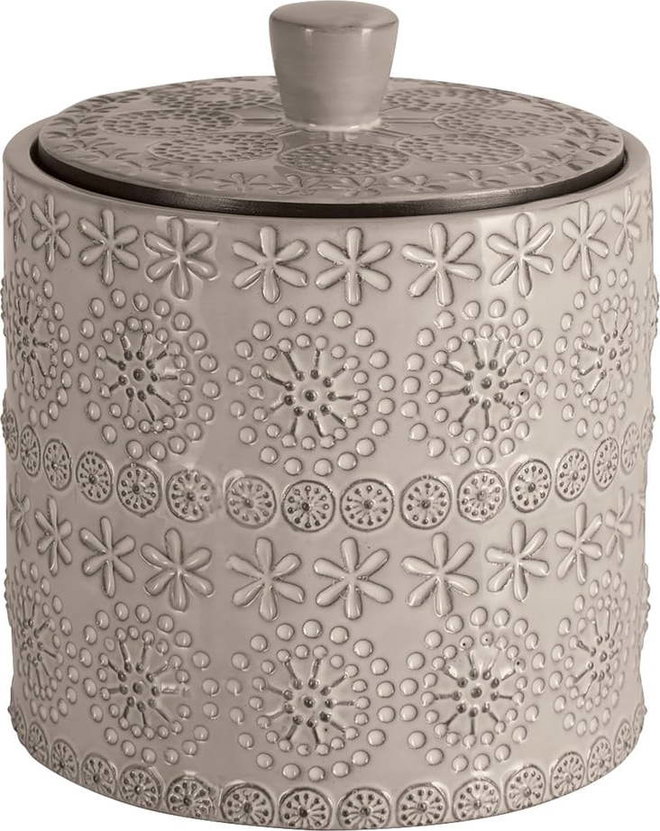 Béžový porcelánový koupelnový organizér na vatové tampony Relief – Spirella