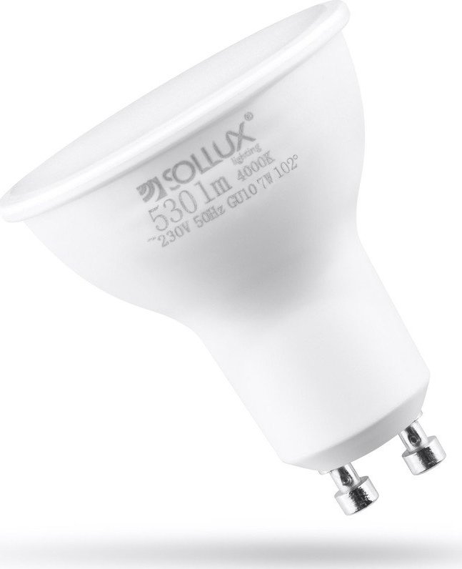 Neutrální bílá LED žárovka GU10, 7 W – Sollux