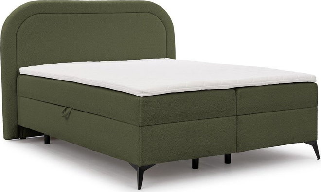 Zelená boxspring postel s úložným prostorem 200x200 cm Ornes – Ropez