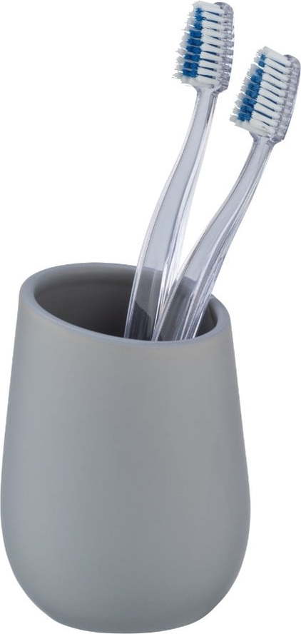 Šedý keramický kelímek na kartáčky Wenko Badi