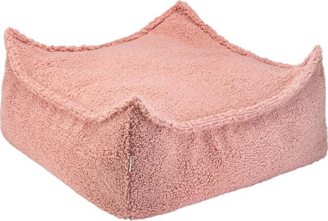 Růžový dětský sedací vak z textilie bouclé Square – Wigiwama