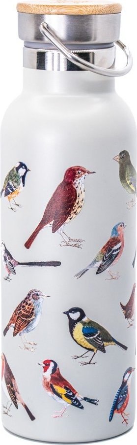 Bílá cestovní nerezová lahev 425 ml Vintage Birds – Sass & Belle