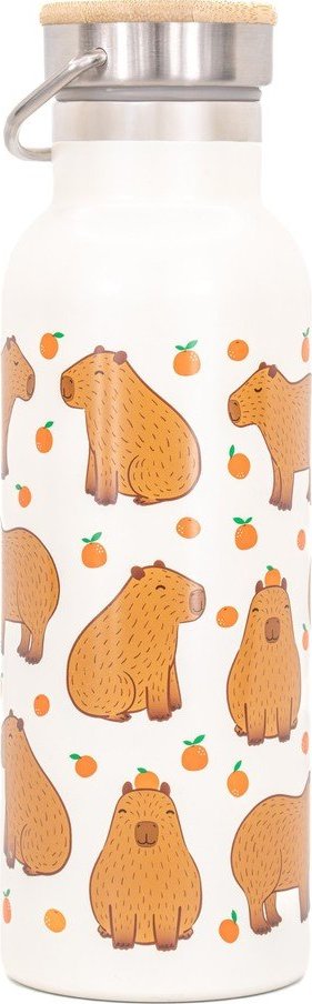 Hnědá/krémová cestovní nerezová lahev 425 ml Capybara – Sass & Belle