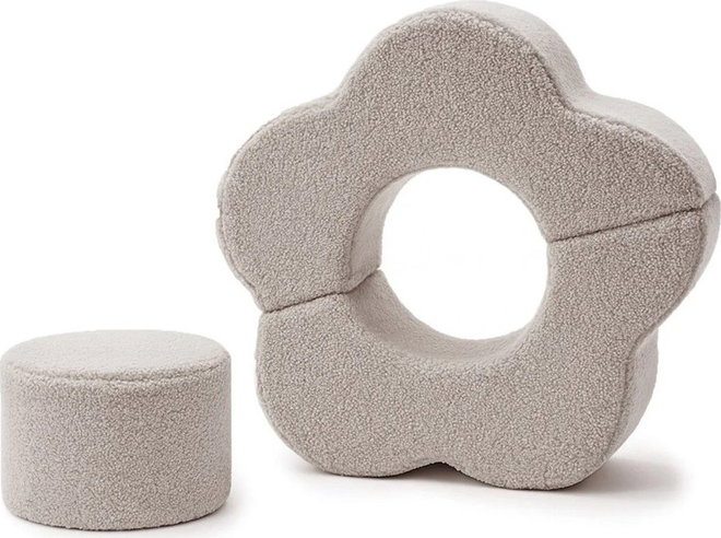 Světle šedé pěnové hřiště 3 ks z materiálu bouclé výška 27 cm 88x90 cm – Meowbaby
