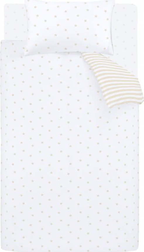 Bílé/béžové bavlněné dětské povlečení na jednolůžko 135x200 cm Mini Star & Stripes – Bianca