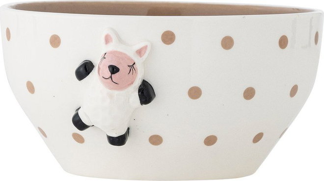 Bílá/hnědá dětská miska z kameniny ø 14 cm Dolly – Bloomingville Mini