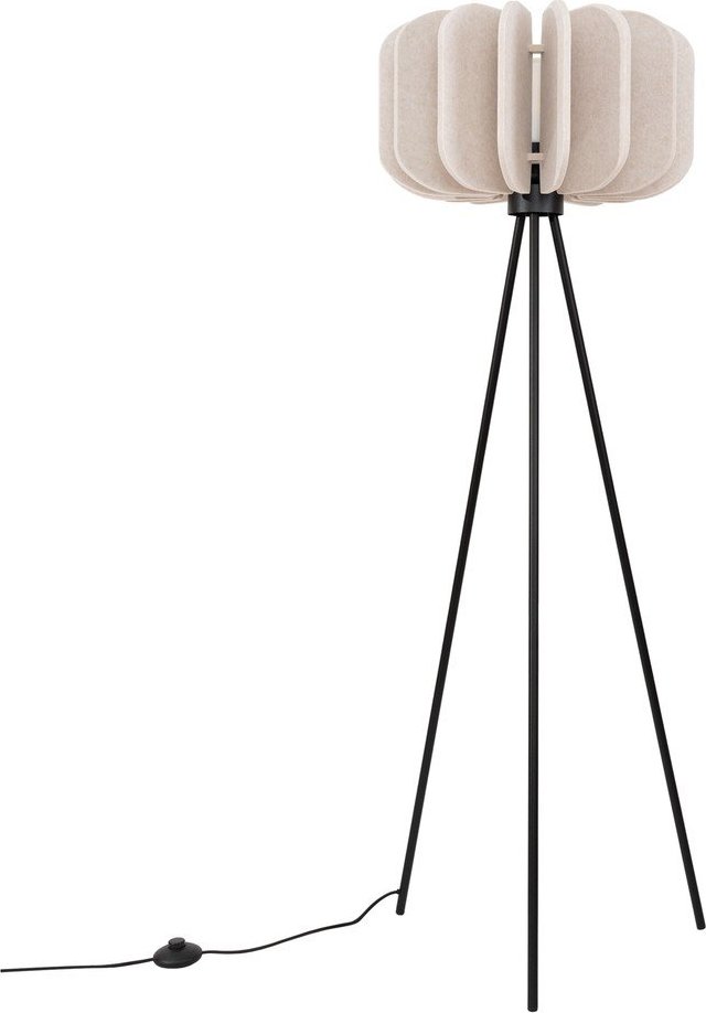 Béžová stojací lampa s textilním stínidlem (výška 134 cm) Elom – Sollux