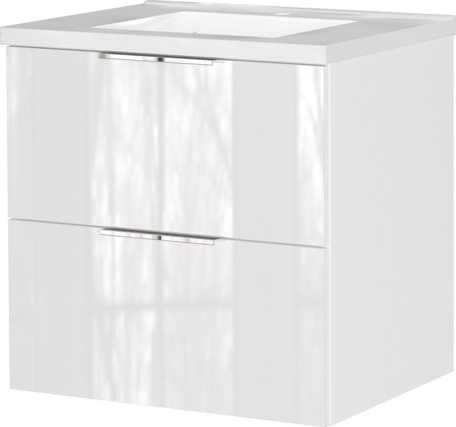 Bílá lesklá závěsná skříňka pod umyvadlo 61x61 cm Celano – Germania