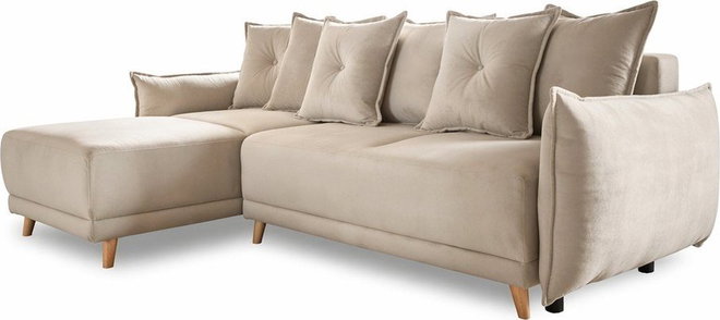 Béžová manšestrová rozkládací rohová pohovka (variabilní) Lazy Lukka – Miuform