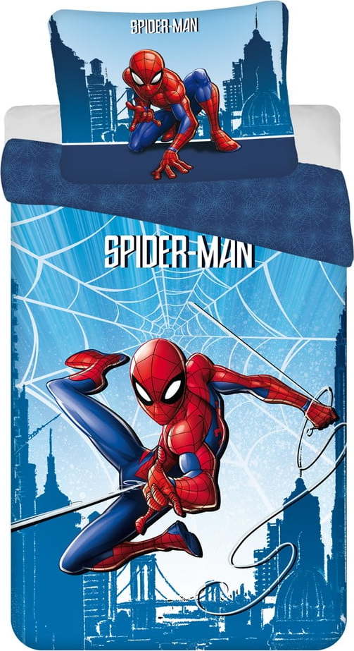 Modré bavlněné dětské povlečení na jednolůžko 140x200 cm Spider-man "Blue" – Jerry Fabrics