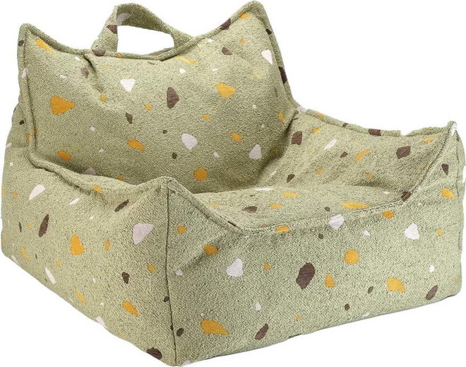 Zelený dětský sedací vak z textilie bouclé/žinylkový Terrazzo Chair – Wigiwama