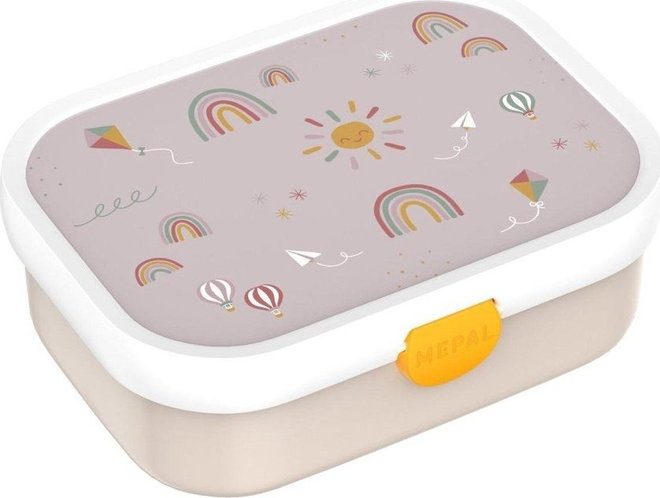 Béžový plastový dětský svačinový box Sunshine & Rainbow – Mepal