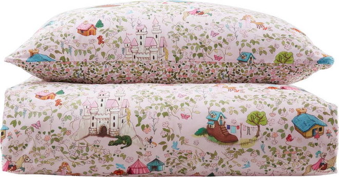 Růžové bavlněné dětské povlečení na jednolůžko 135x200 cm Fairytale – Belle & Boo