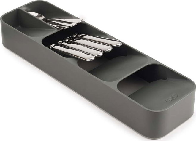 Šedý plastový příborník do zásuvky 11 x 39,5 cm Duo – Joseph Joseph