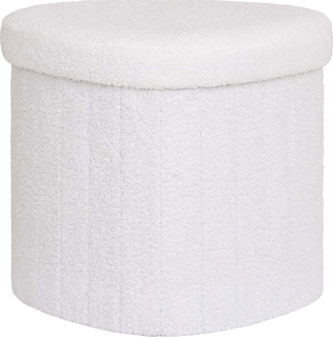 Bílý taburet z textilie bouclé Medford – House Nordic