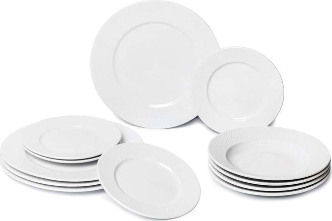 12dílná sada bílých porcelánových talířů Bonami Essentials Imperio