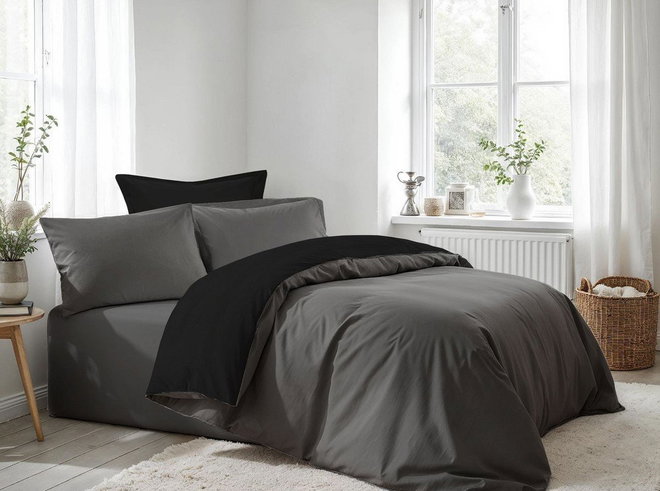 Antracitové povlečení na dvoulůžko 200x200 cm – Mijolnir