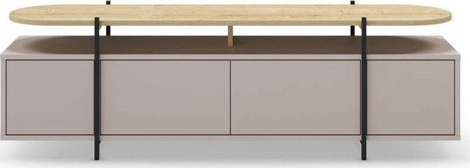 Šedo-béžový TV stolek v dekoru dubu 160x48 cm Hinoa – Marckeric