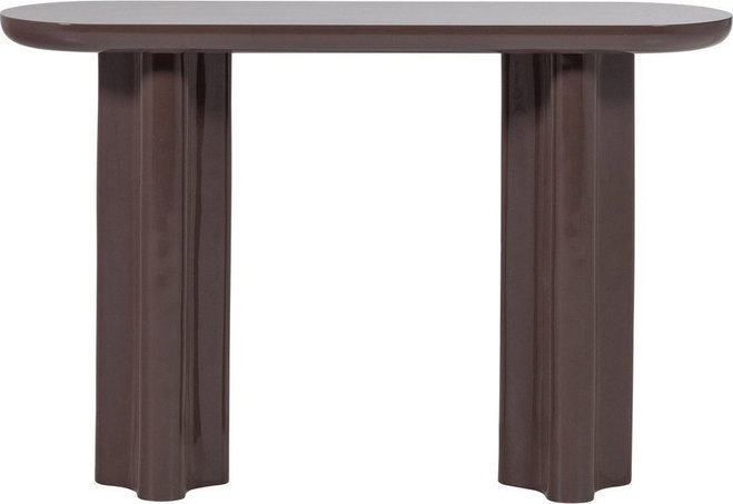 Tmavě hnědý lesklý konzolový stolek 35x120 cm Evara – WOOOD