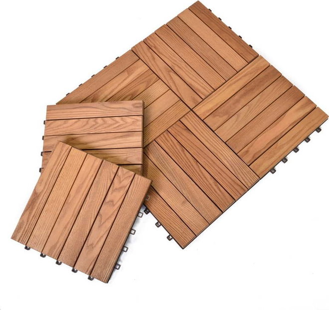 Podlahové dlaždice z jasanového dřeva v sadě 6 ks Rojaplast - Thermowood