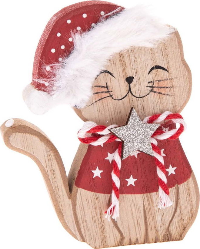 Dřevěná vánoční figurka (výška 11 cm) Happy Cat – Dakls