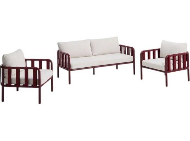 Červený/béžový hliníkový zahradní lounge set pro 4 osoby Omala – Kave Home