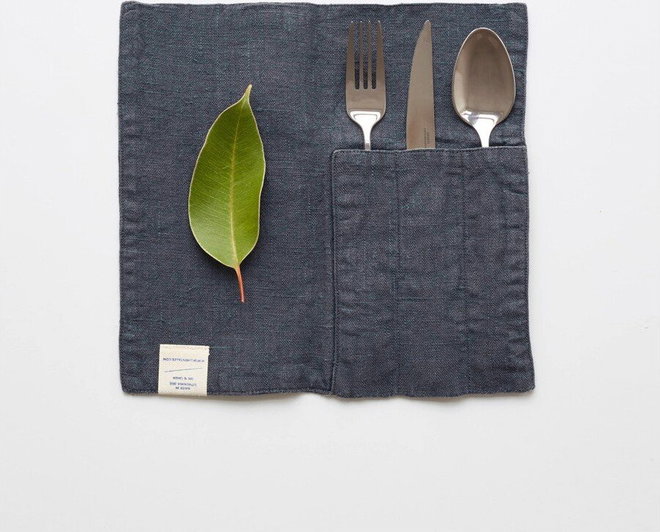 Lněná kapsa na příbor 2 ks 23x23 cm Dark Grey – Linen Tales