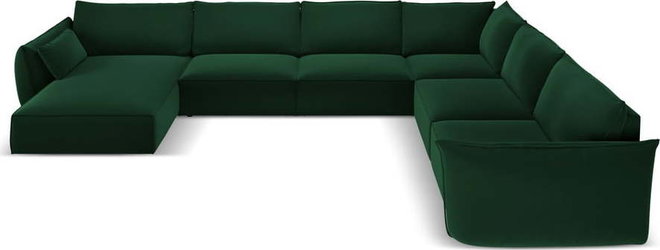 Tmavě zelená sametová rohová pohovka (pravý roh/do "U") Vanda – Mazzini Sofas