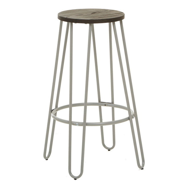Šedá/v tmavě přírodní barvě barová stolička z jilmového dřeva (výška sedáku 75 cm) District – Premier Housewares