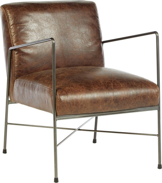 Hnědé kožené křeslo Hoxton – Premier Housewares