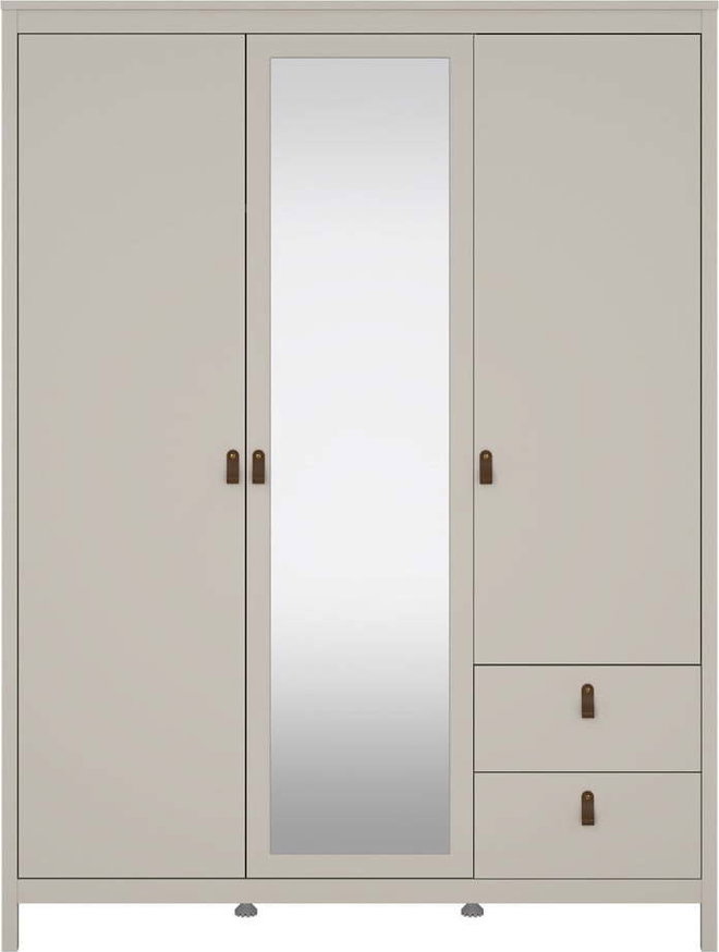 Šedobéžová šatní skříň se zrcadlem 150x199x58 cm Madrid – Tvilum