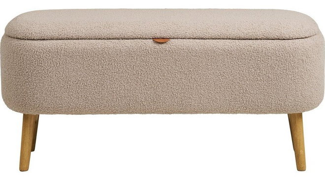 Béžová lavice z textilie bouclé Harlow – House Nordic