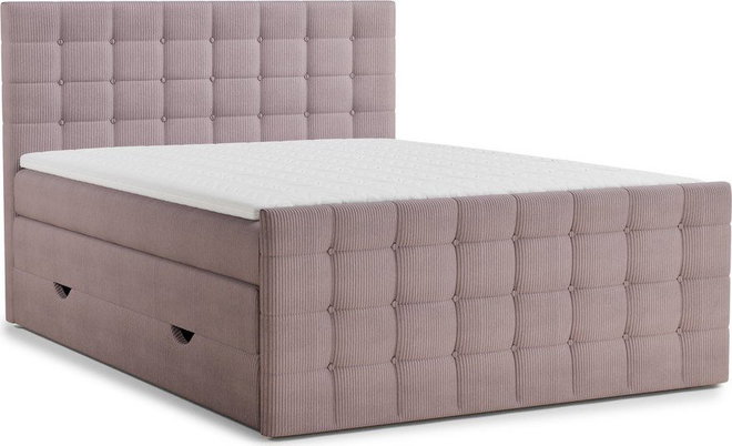 Fialová boxspring postel s úložným prostorem 200x200 cm Tasca – Maison de Rêve