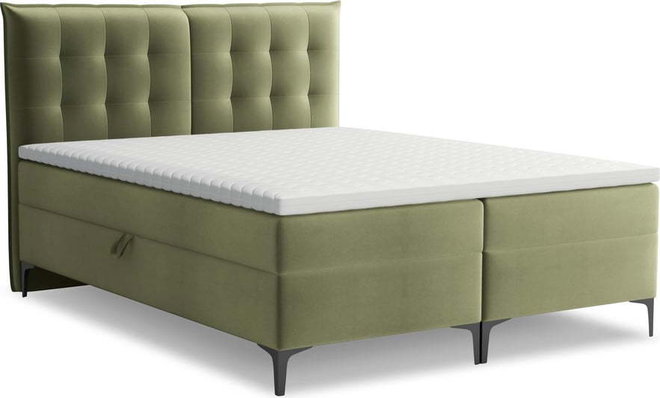 Zelená boxspring postel s úložným prostorem 160x200 cm Mikana – Makamii