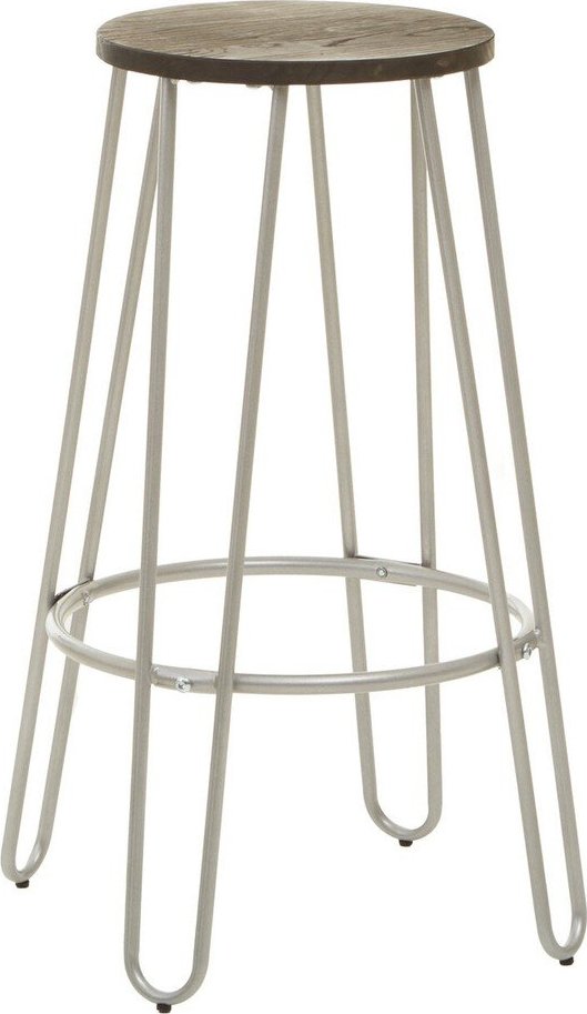 Barová stolička z jilmového dřeva ve stříbrné barvě/v přírodní barvě (výška sedáku 75 cm) District – Premier Housewares