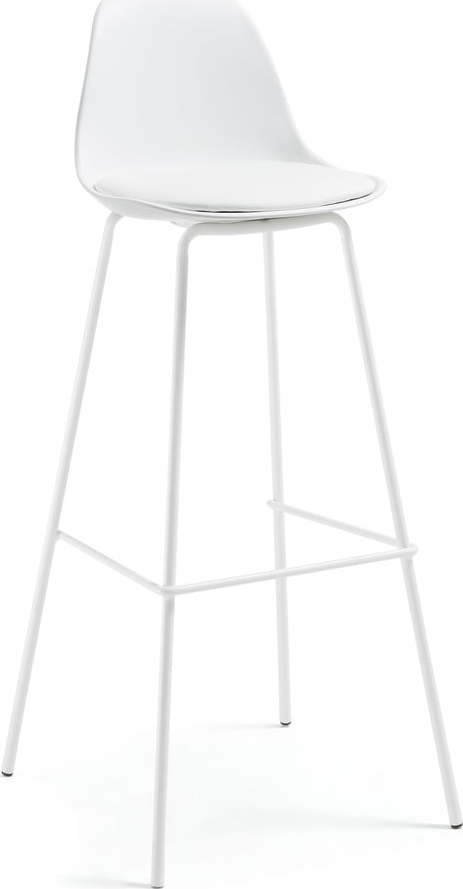 Bílá barová židle z imitace kůže (výška sedáku 75 cm) Brighter – Kave Home
