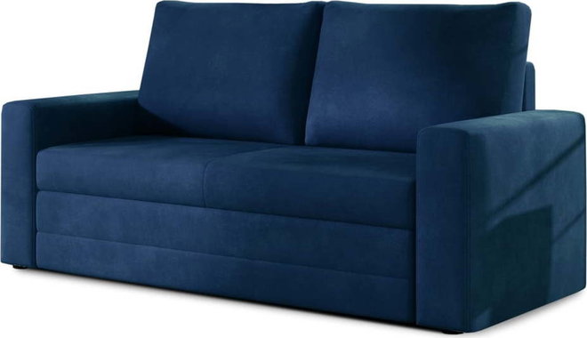 Modrá sametová rozkládací/s úložným prostorem pohovka 151 cm Wave – ELTAP