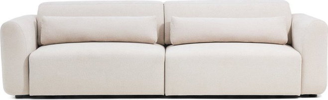 Béžová žinylková polohovací/rozkládací pohovka s lenoškou 290 cm Lares – Kave Home
