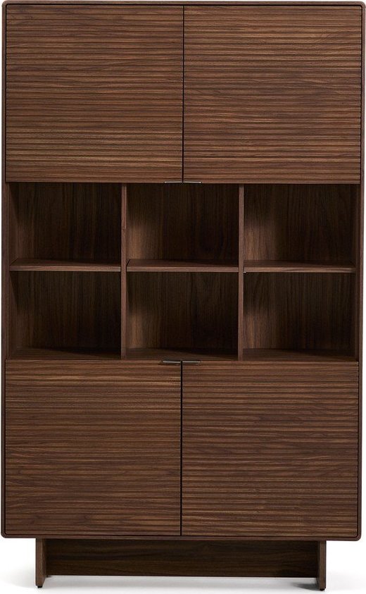 Tmavě hnědá skříň v dekoru ořechu 100x163x40 cm Norlen – Kave Home