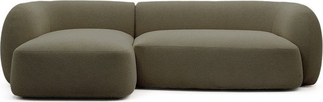 Tmavě zelená žinylková rohová pohovka (levý roh/s lenoškou) Martina – Kave Home