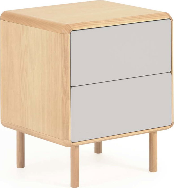 Šedý/v přírodní barvě noční stolek Anielle – Kave Home