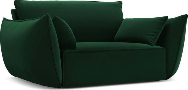 Tmavě zelené sametové křeslo Vanda – Mazzini Sofas